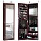 Costway Wall Door Mounted Mirrored Jewelry Cabinet Storage Organizer-Black/Brown/White